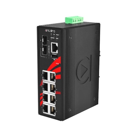 Antaira 10-Port IndustriaL PoE+ Light Layer 3 Managed Ethernet Switch LMP-1002G-SFP-24